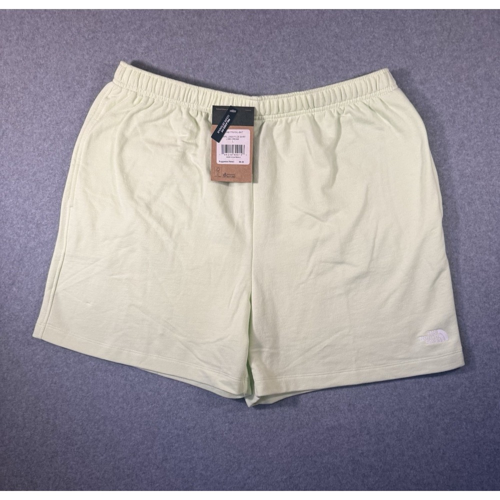 The North Face Simple Logo Fleece Shorts Lime Cream Large NWT